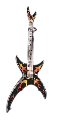 Glass Baron Heavy Metal Flame Guitar Figurine with 22kt Gold Accents