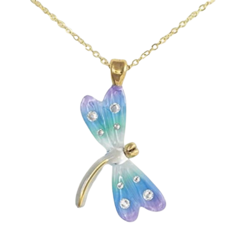 Glass Baron Dragonfly Necklace with Crystal Accents