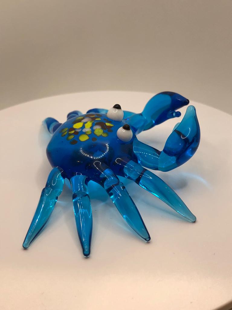 Milano Blue Crab Art Glass Animals Handcrafted Figurine