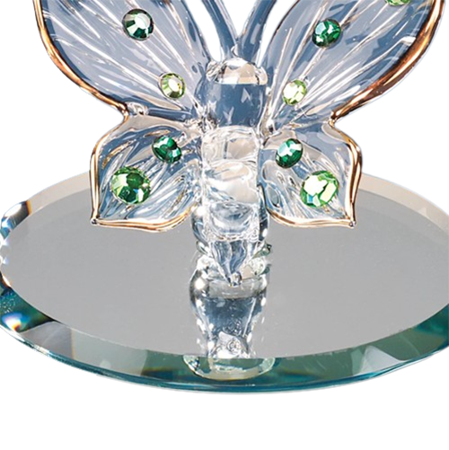 Glass Baron Butterfly with Green Crystals Collectible Figurine