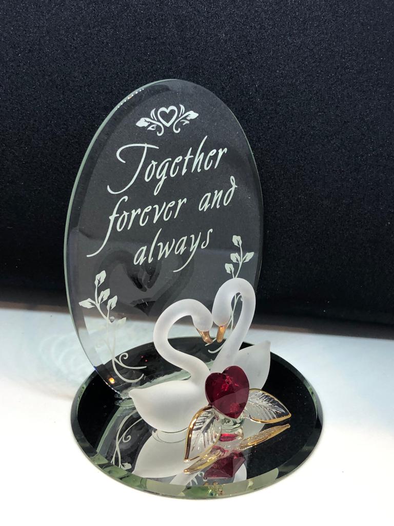 Glass Swan Collectible Figurine Together Forever