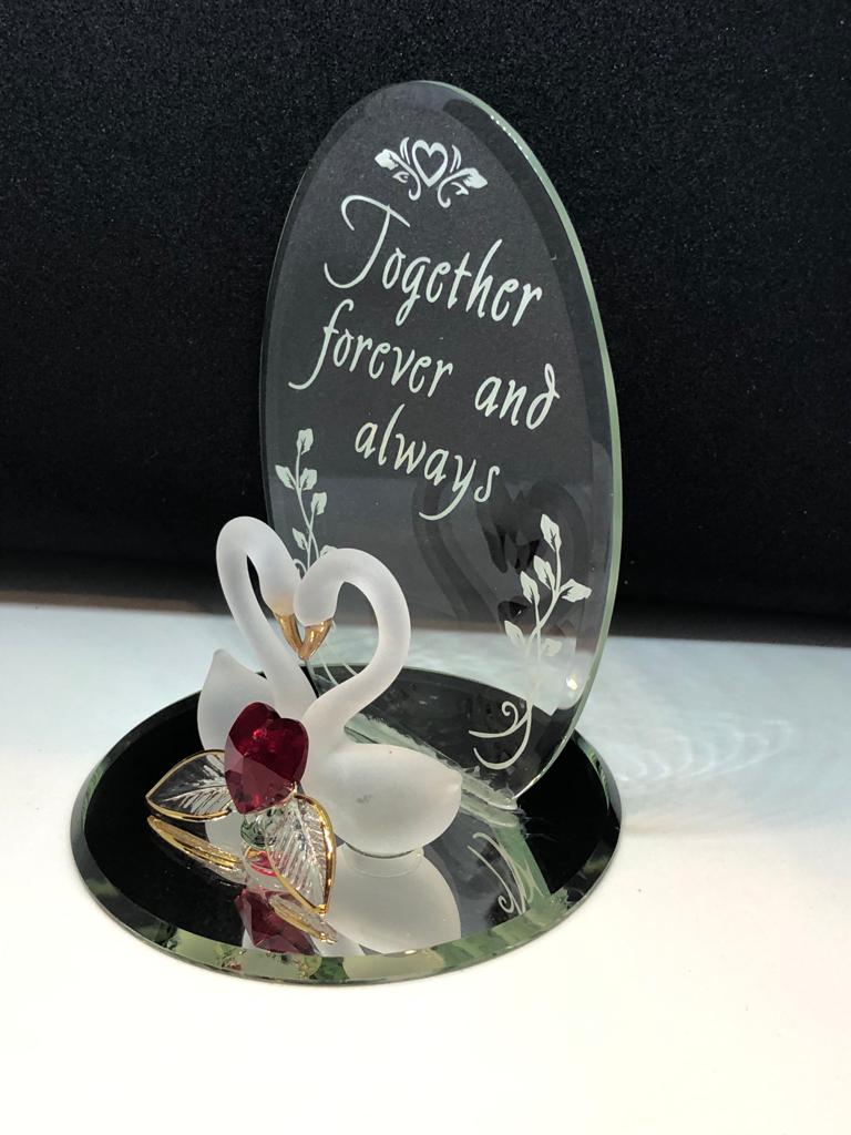 Glass Swan Collectible Figurine Together Forever