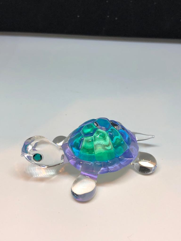 Glass Baron Blue Turtle Figurine Accented with Crystals Accents