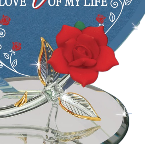 Glass Red Rose For My Wife Collectible Figurine