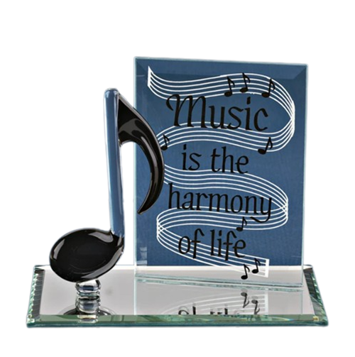 Glass Music Note Figurine with Crystal Accents