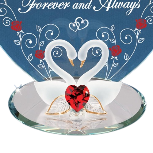 Glass Baron Together Forever & Always Swan Figurine with Red Crystal Heart