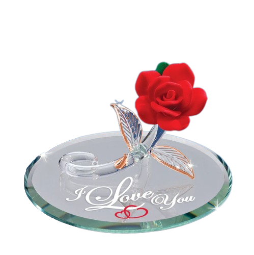 Glass Baron Rose Collectible Figurine with 22Kt Gold Accents