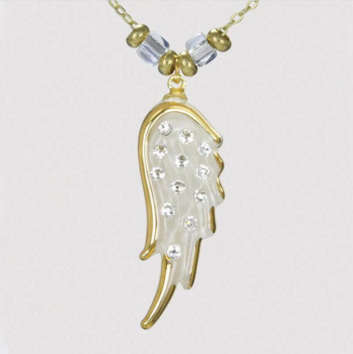 Glass Baron Angel Wing Necklace White Gold