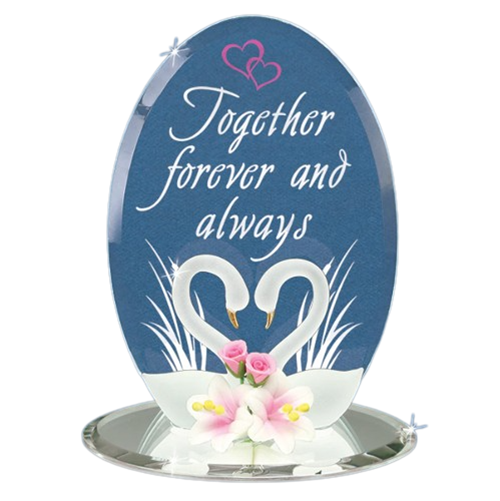Glass Swans "Forever and Always" Accented with Genuine Crystal