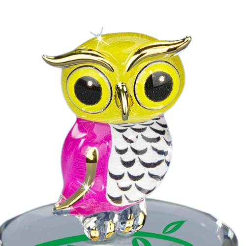 Glass Big Owlet Collectible Figurine Accented with 22kt Gold