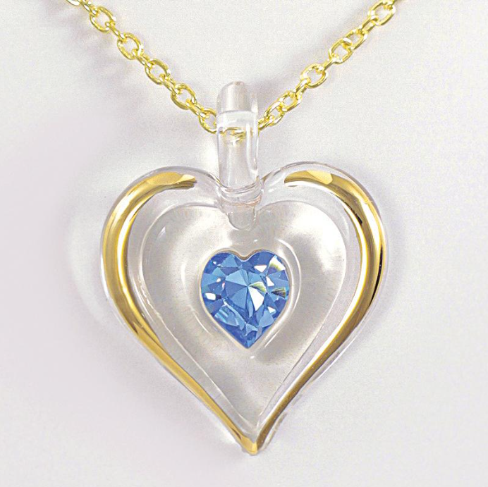 December Birthstone Necklace Large Glass Blue Crystal