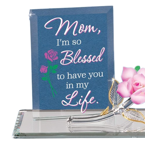 Glass Mom I'm Blessed Figurine with 22kt Gold Accents