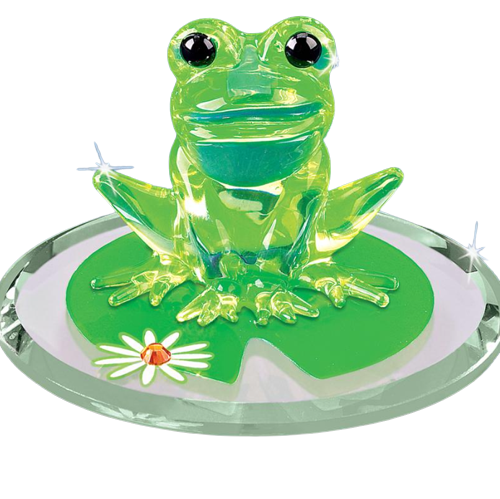 Glass Lily Pad Hopper Frog Collectible Figurine