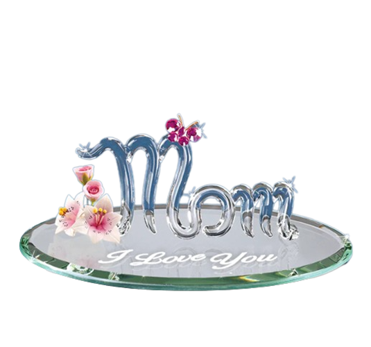 Glass Baron Mom and Pink Crystal Butterfly Figurine with Crystal Accents