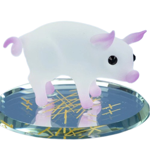 Glass Barnyard Pig Figurine Accented with Crystal Eyes