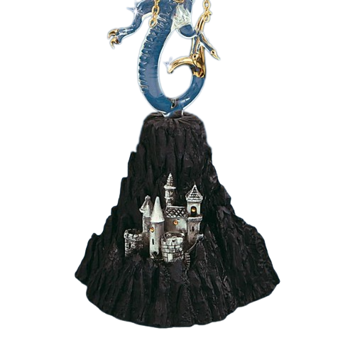 Glass Black Magic Dragon Figurine Accented with Crystals Accents