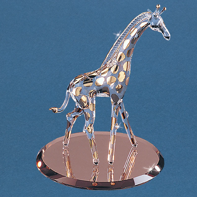Glass Baron Giraffe Figurine with 22kt Gold Accents