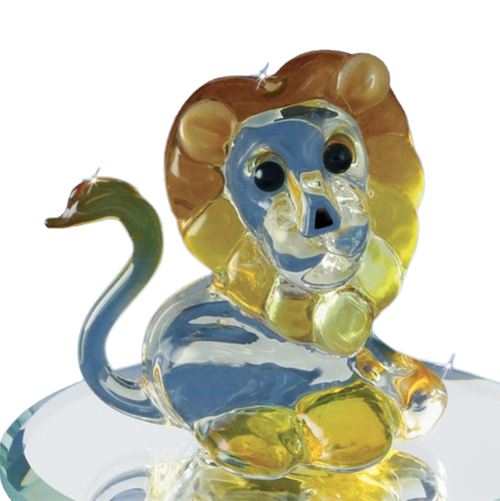 Glass Lion Collectible Figurine Accented with Genuine Crystals