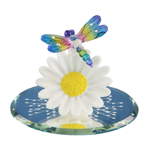 Glass Dragonfly Sundancer Figurine with Crystal Accents