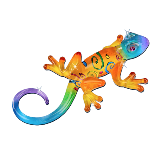 Glass Gecko "Kona" Figurine with Crystals Accents