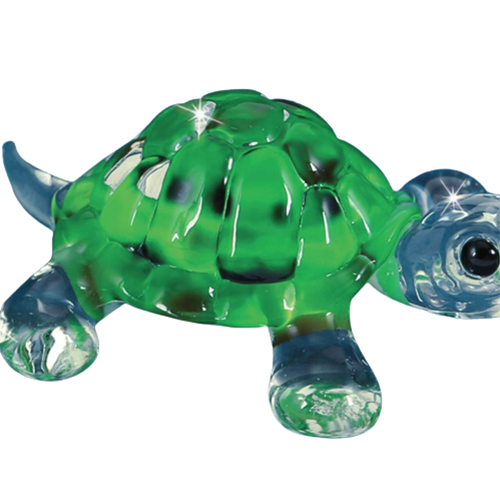 Handcrafted Glass Green Turtle Figurine