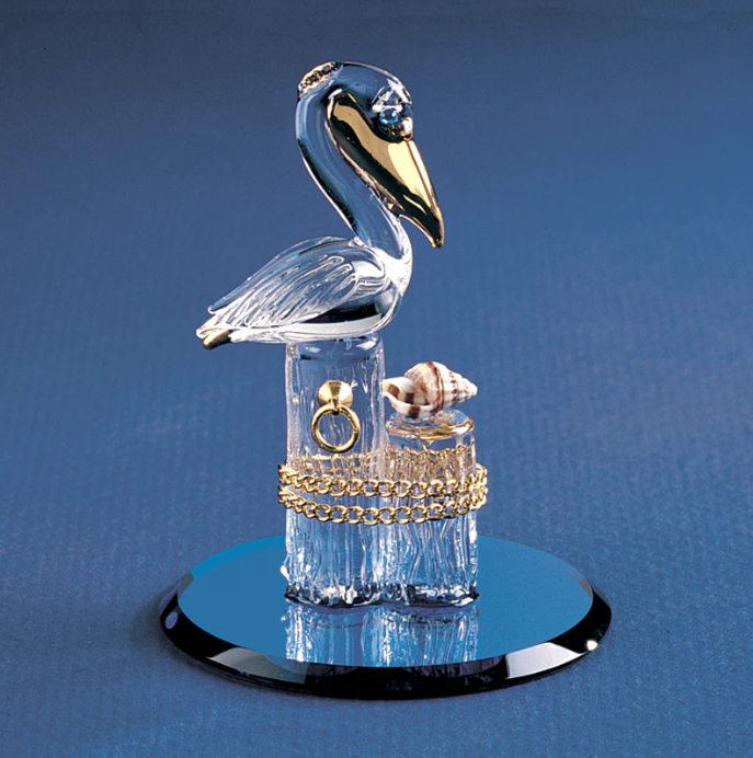 Glass Baron Pelican on Piling with Shell and Chain Collectible Figurine