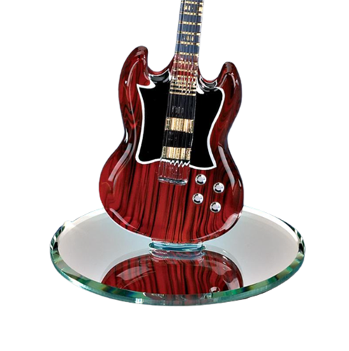 Glass Baron Mahogany Guitar Handcrafted Figurine Collectible