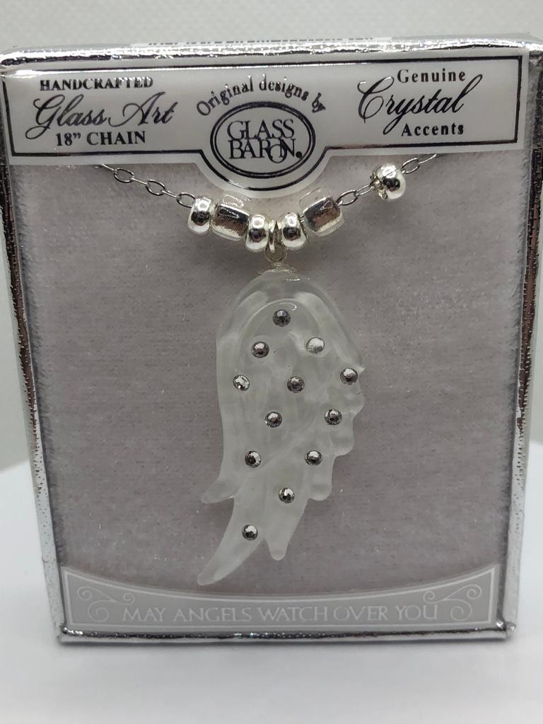 Silver White Angel Wing Necklace