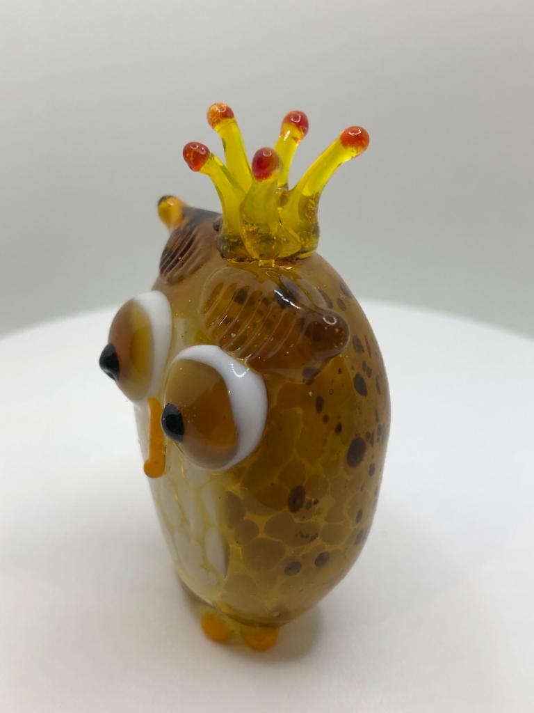 Milano Owl with Crown Art Glass Animals Handcrafted Figurine