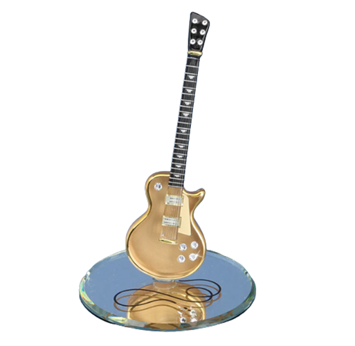 Glass Classic Gold Top Guitar Handcrafted Collectible Figurine