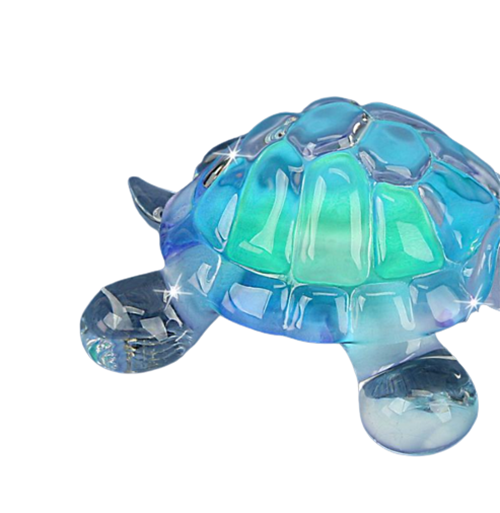 Glass Baron Blue Turtle Figurine Accented with Crystals Accents