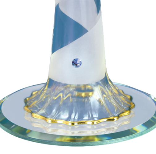 Glass Baron Lighthouse with Base Mirror Figurine