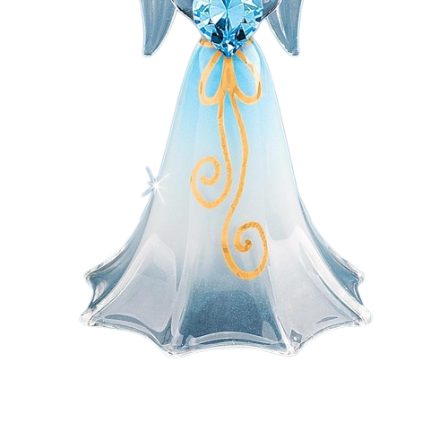 Glass Blue Angel with Crystal Collectible Figurine