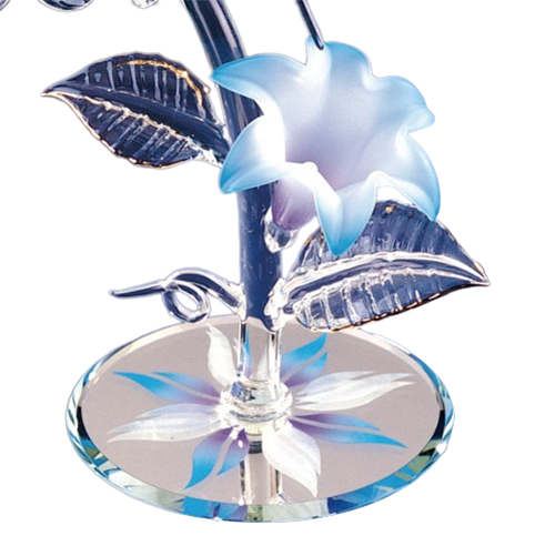 Glass Hummingbird and Blue Lily Collectible Figurine