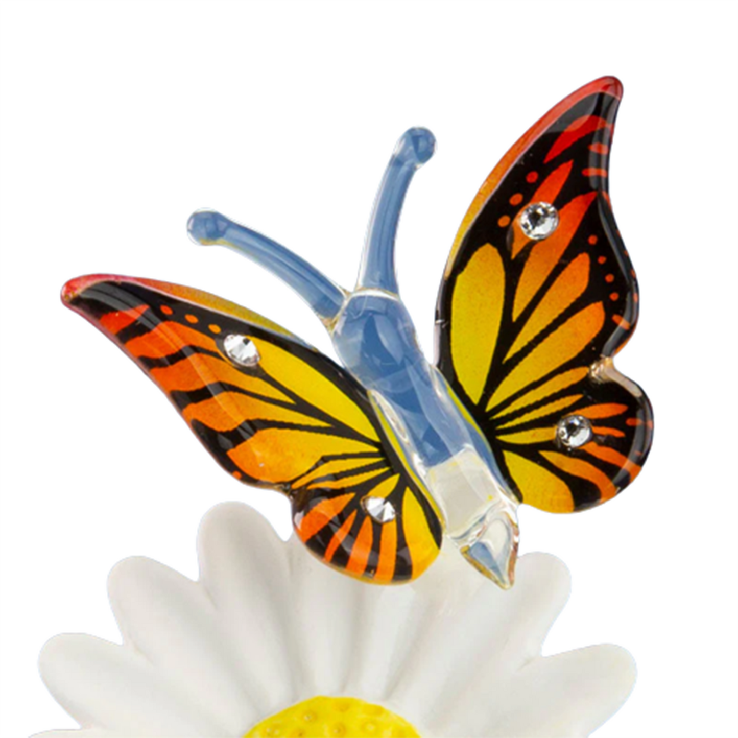 Glass Butterfly and Daisy Collectible Figurine
