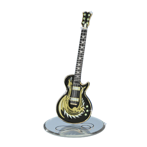 Glass Dragon Guitar Figurine with Crystal Accents