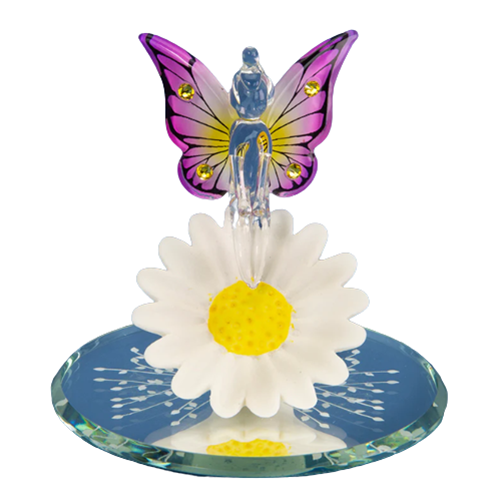 Glass Sunburst Fairy Collectible Figurine with Crystals Accents
