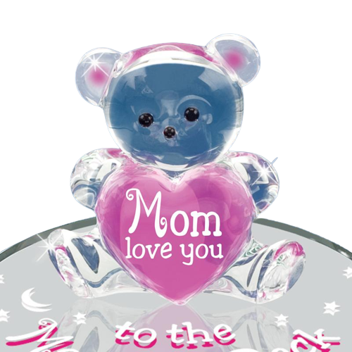 Glass Bear with Pink Heart Collectible Figurine