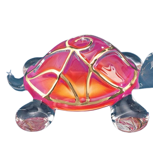 Glass Baron Sunrise Turtle Collectible Figurine with Crystal Accents