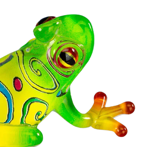Glass Baron Curly Green Frog Collectible Figurine