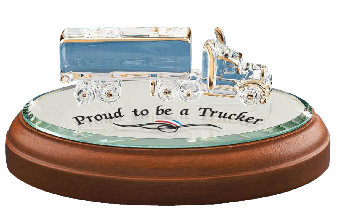 Glass 18 Wheeler Truck Collectible Figurine w/ 22kt Gold Accents