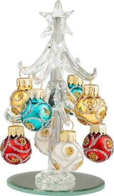 Glass Christmas Tree w/ Sparkly Ornaments ~  New in Box ~ Great Gift Idea ~ 4"