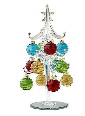 Glass Christmas Tree w/ Multi-Colored Ornaments ~ NIB ~ Great Gift Idea ~ 8"