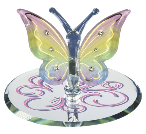 Glass Rainbow Flutter Butterfly Figurine Accented with Crystals