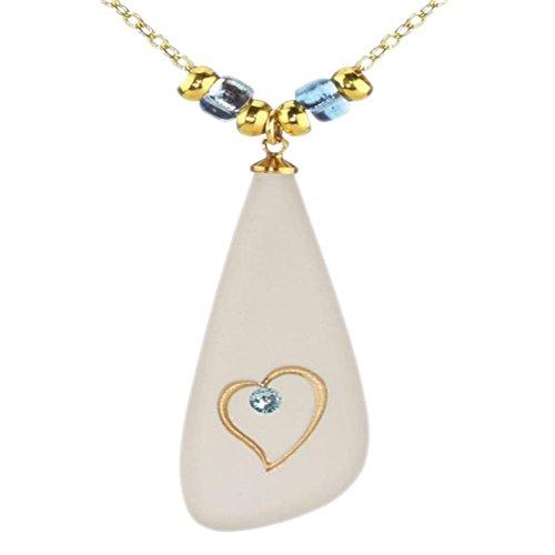 Glass Baron Sea Glass with Heart Necklace