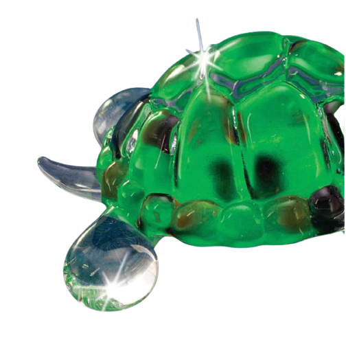 Glass Turtle Figurine Accented with Genuine Crystal Eyes
