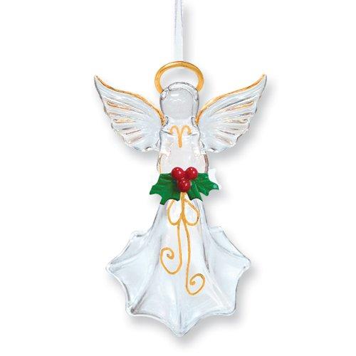 Glass Baron ~ Angel with Holly Ornament