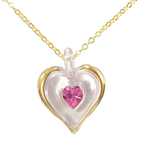 Glass Baron October Birthstone Heart Necklace