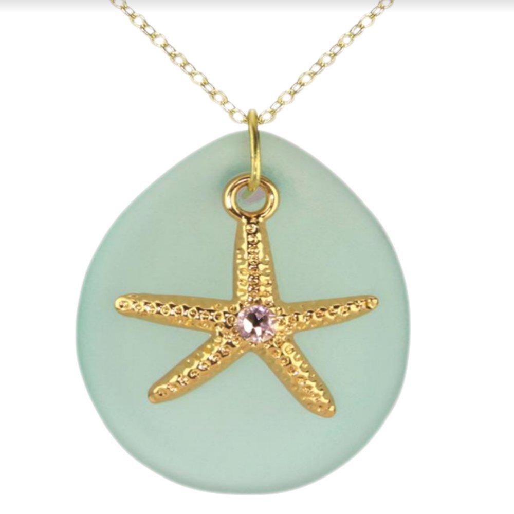 Glass Baron Sea Glass with Starfish Necklace