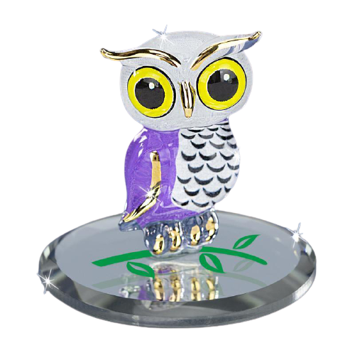 Glass Baron Big Owl Collectible Figurine with 22kt Gold Accents
